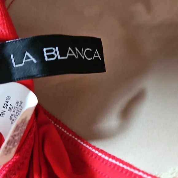 LA BLANCA RED SWIMSUIT ONE PIECE WOMAN SIZE 8 - Picture 9 of 12